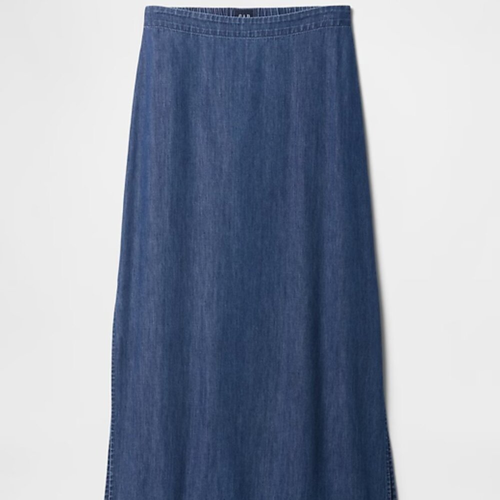 GAP Medium Indigo Denim Maxi Slip Skirt/NWT/S TALL - Picture 5 of 14